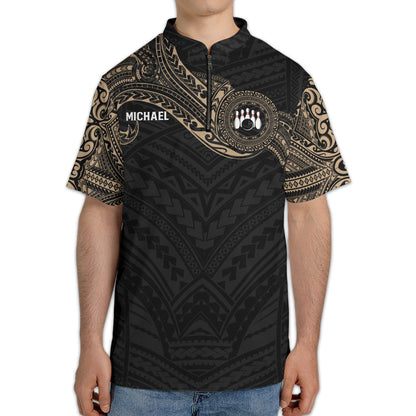 Custom Tribal Bowling Jersey Shirt For Men, Custom Black Bowling Team Shirts BM0306