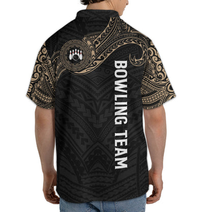 Custom Tribal Bowling Jersey Shirt For Men, Custom Black Bowling Team Shirts BM0306