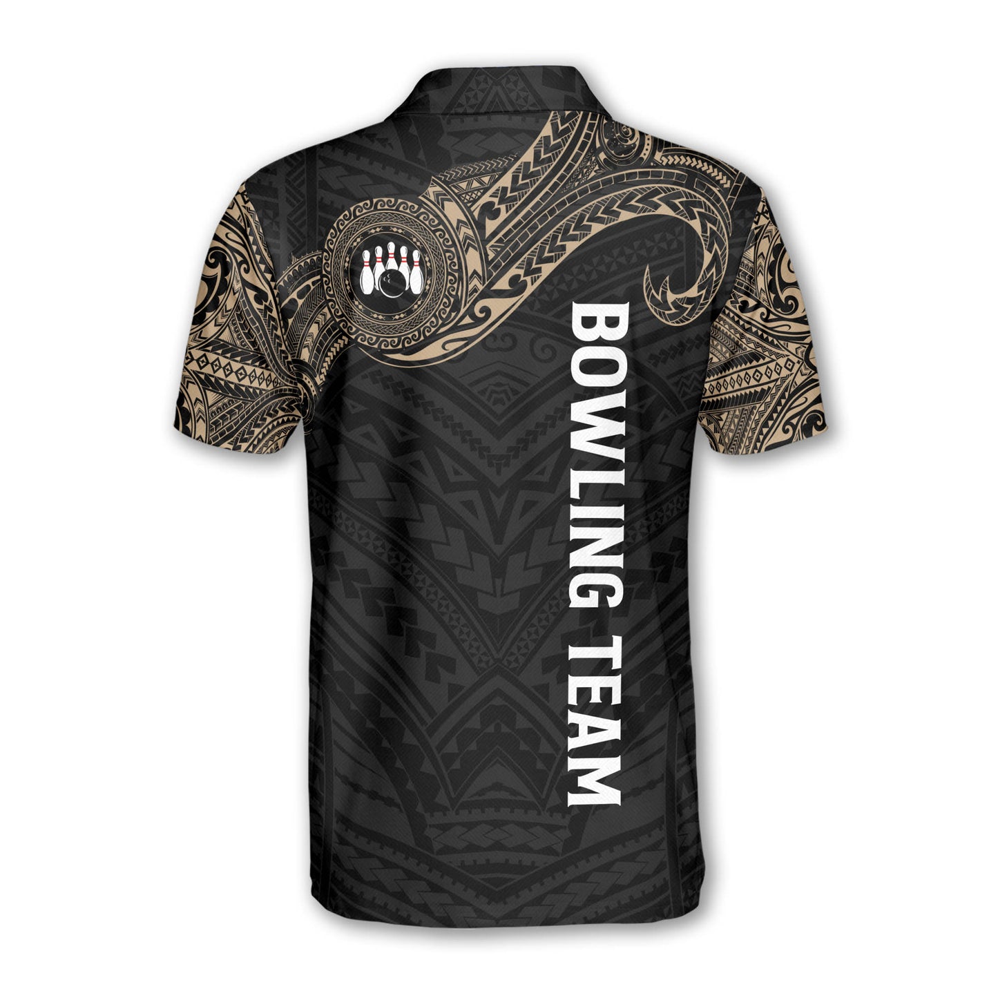 Custom Tribal Bowling Polo Shirt For Men, Custom Black Bowling Team Shirts BZ0200