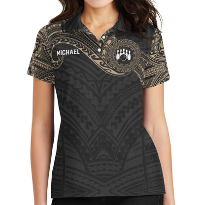 Custom Bowling Shirts For Women, Custom Womens Bowling Team Shirts, Custom Tribal Ladies Bowling Polo Shirts BW0155