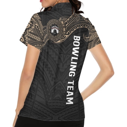 Custom Bowling Shirts For Women, Custom Womens Bowling Team Shirts, Custom Tribal Ladies Bowling Polo Shirts BW0155