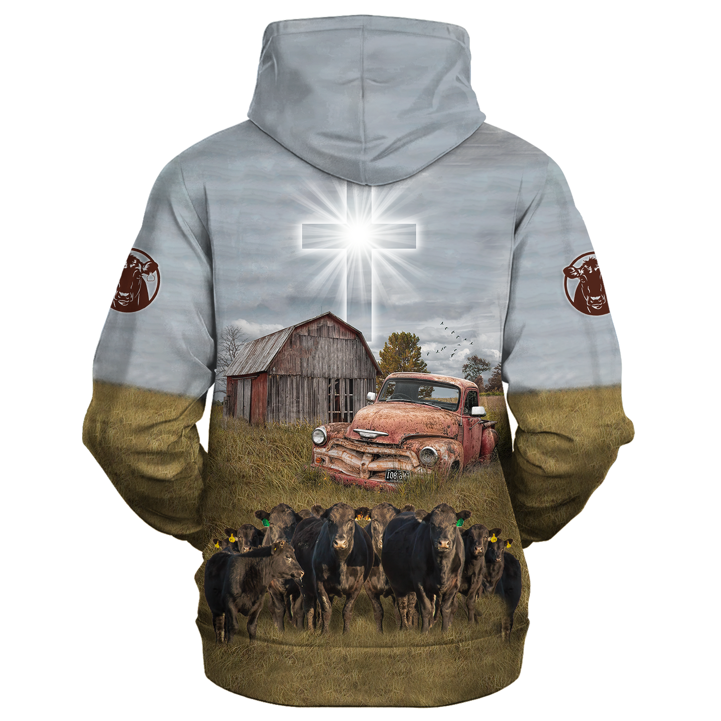 3D Full Print Black Angus Hoodie For Adults, So God Made A Farmer Hoodie SO0453