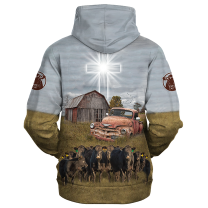 3D Full Print Black Angus Hoodie For Adults, So God Made A Farmer Hoodie SO0453