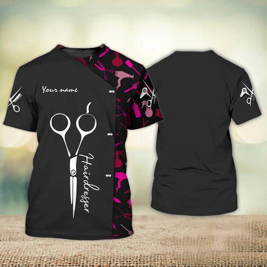 Customized Black 3D Barber Tshirt Scissors Barber Stylist Barber Shop Uniform Barber Gifts TO1933