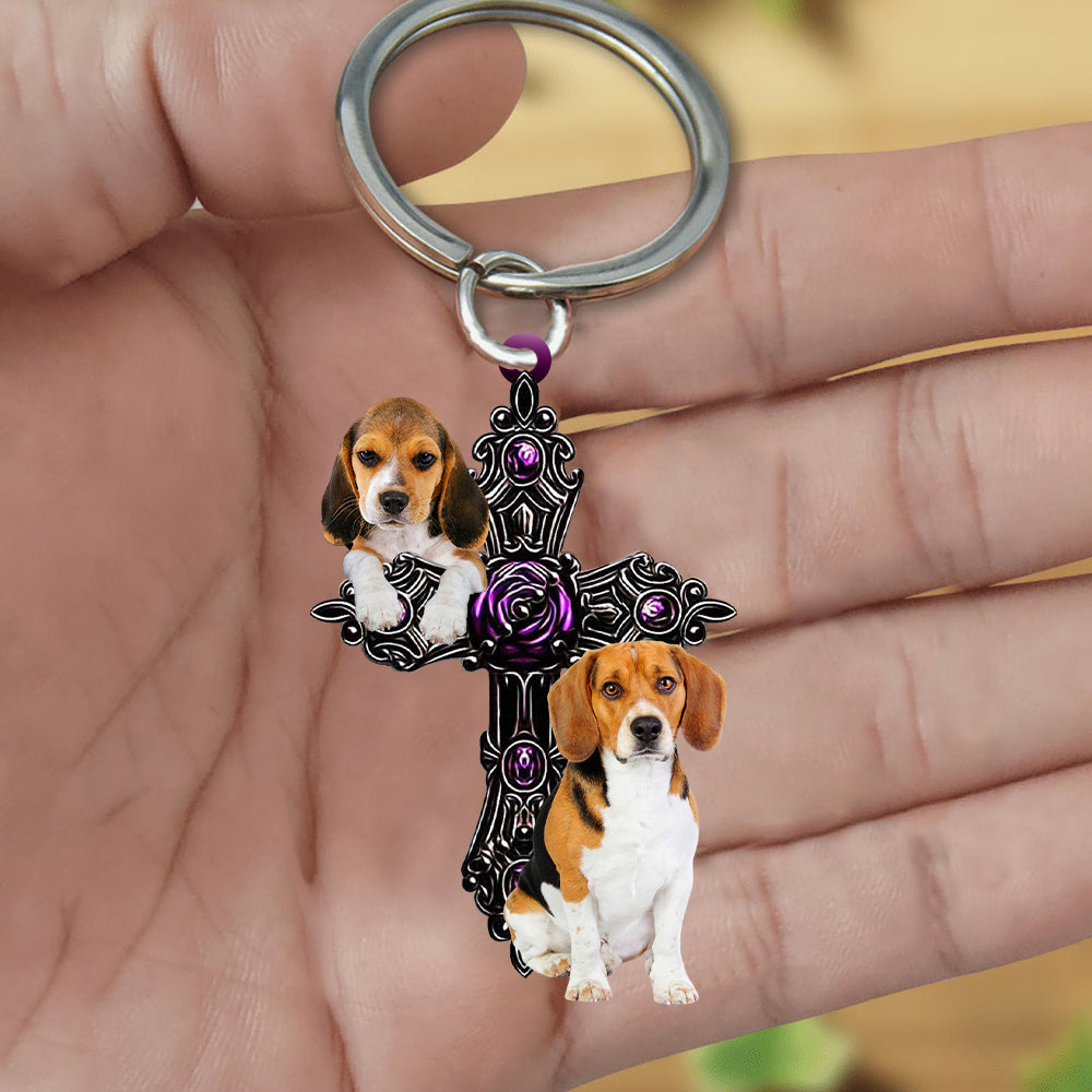 Beagle Pray For God Acrylic Keychain Dog Keychain Tendpins KO0260