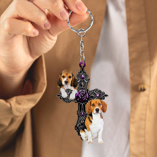 Beagle Pray For God Acrylic Keychain Dog Keychain Tendpins KO0260