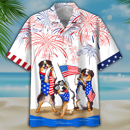 Bernese Mountain Dogs Shirts - Independence Day Is Coming, Men's USA Patriotic Hawaiian Shirt HO0734