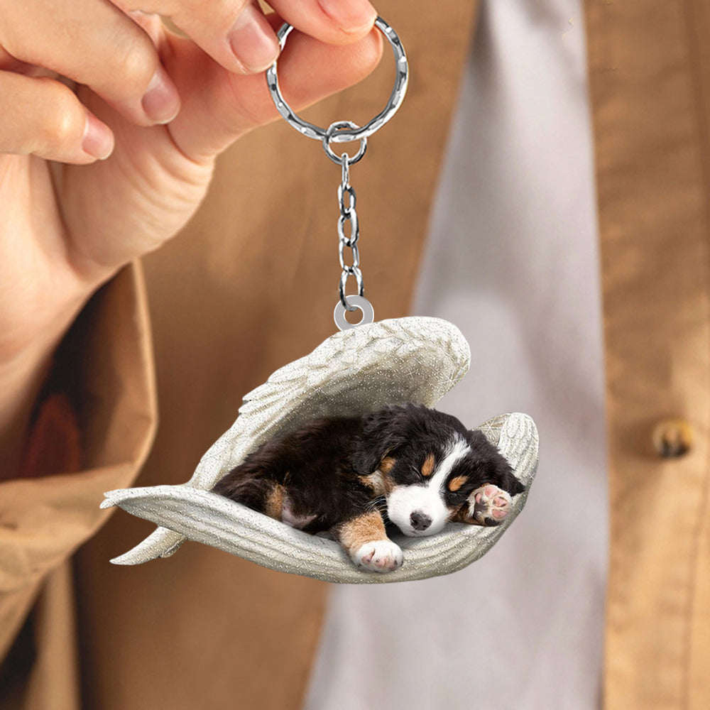 Bernese Mountain Sleeping Angel Acrylic Keychain Dog Sleeping keychain KO0197