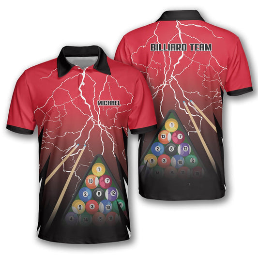 Tendpins Thunder Lightning Red Billiard Personalized Name Unisex Shirt BIA0488