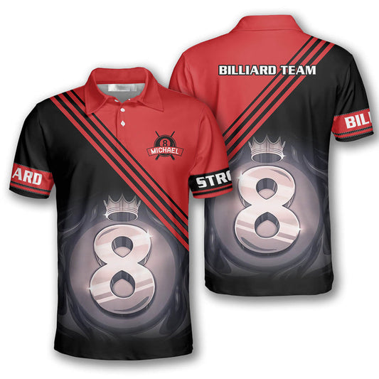 Tendpins Billiard Ball 8 Red Black Personalized Name Shirt BIA0896