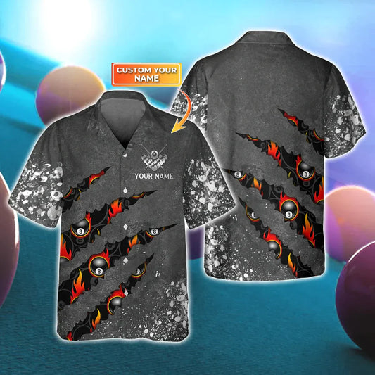 Billiard Paint Splash Personalized Billiard 3D Hawaiian Shirt for men, Gift For Billiard Player HO4161