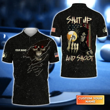 Dead Stroke Pool 8 Ball Skull On Fire 3D Polo Shirt, Billiard shirt for men, Gift For Billiard Players SO1380