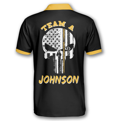 9 Ball Skull Argyle Pattern Custom Billiard Shirts for Men, Team a Custom Name Billiard SO1382