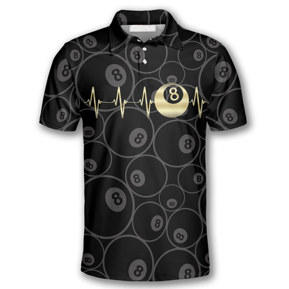 Billiards Pool Snooker Heartbeat Pattern Billiard Shirts for Men Billiard Polo Shirt SO0684