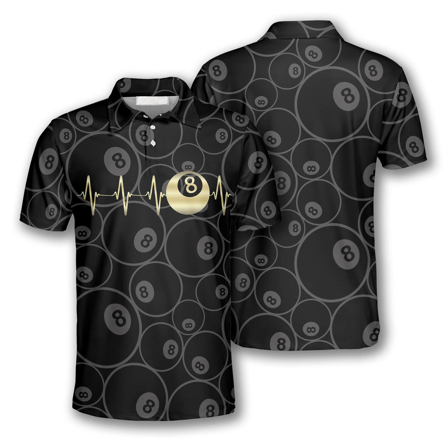 Billiards Pool Snooker Heartbeat Pattern Billiard Shirts for Men Billiard Polo Shirt SO0684