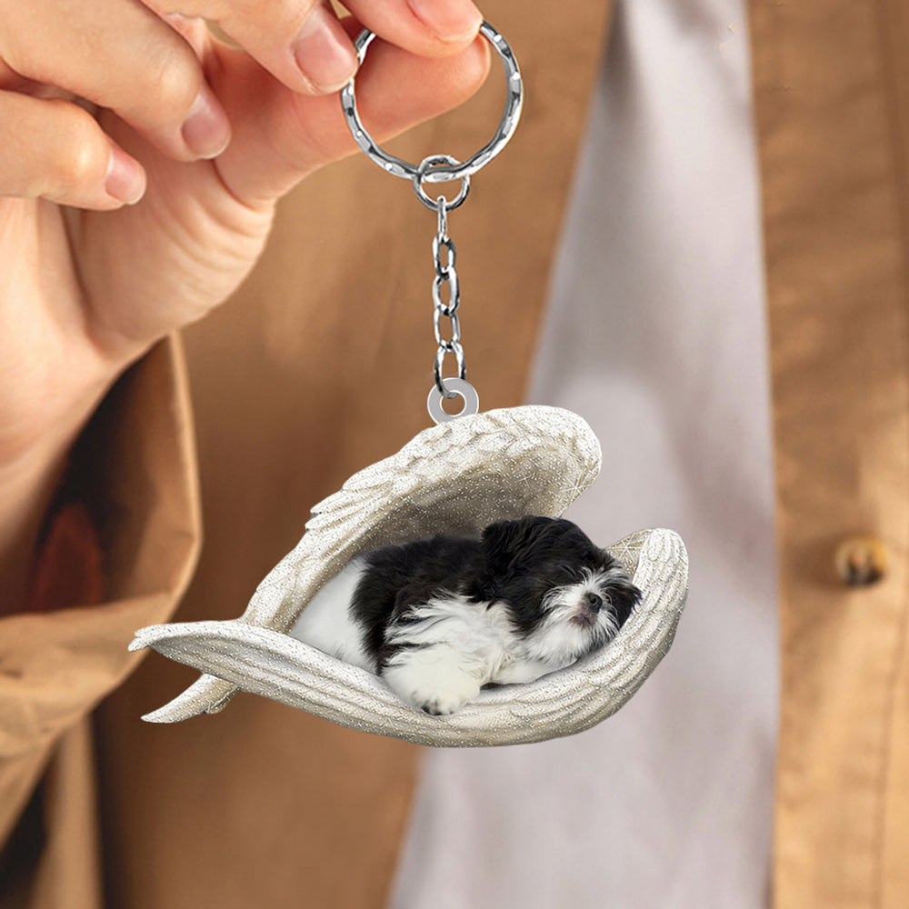 Black And White Shih Tzu Sleeping Angel Acrylic Keychain Dog Sleeping keychain KO0162