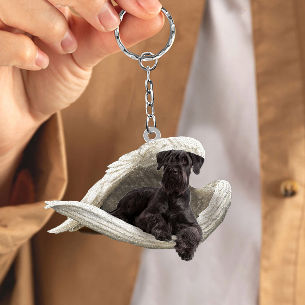 Black Schnauzer Sleeping Angel Acrylic Keychain Dog Sleeping keychain KO0252