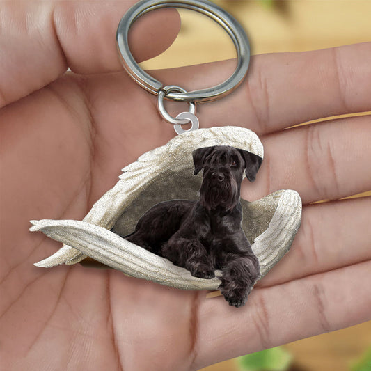 Black Schnauzer Sleeping Angel Acrylic Keychain Dog Sleeping keychain KO0252