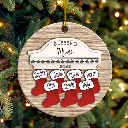 Blessed Grandma With Kids Personalized Cicle Ornament MI0061