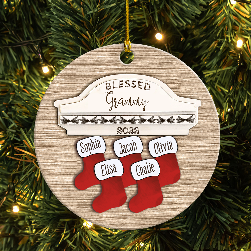 Blessed Grandma With Kids Personalized Cicle Ornament MI0061