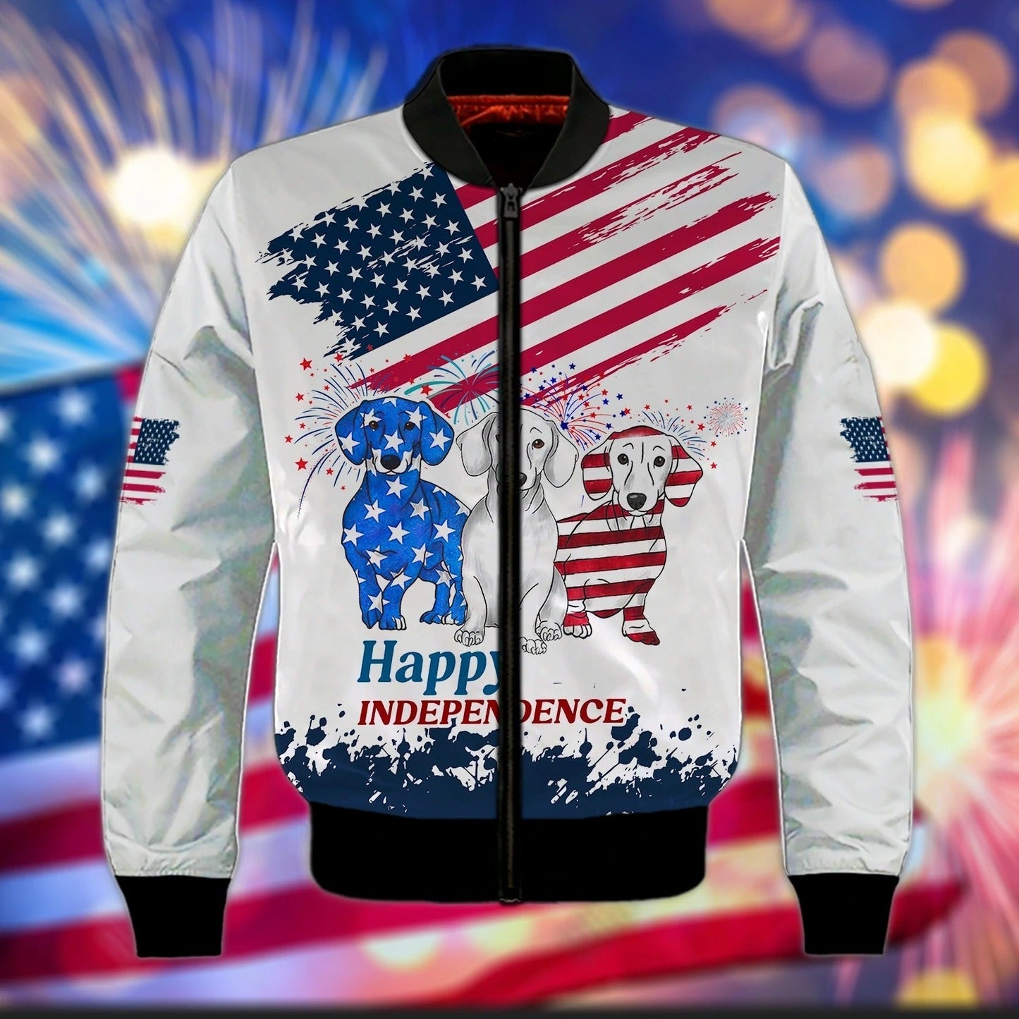 Happy Independence Day 3D All Over Print Shirt, Dog In Usa Flag 4Th Of July Hoodie 3D Bomber TO0142