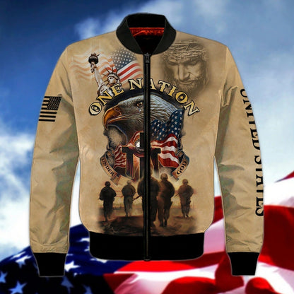 One Nation Under God 3D Tee Shirt, Veteran American Patriotic Full Print Shirt Hoodie, Independence Day 3D Hawaiian Shirts TO0222