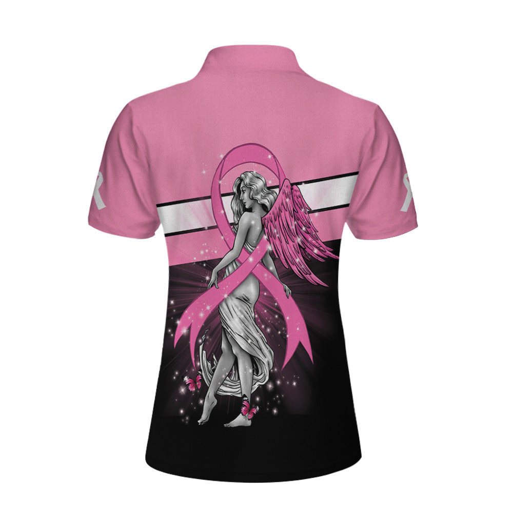 Breast Cancer Angel Breast Cancer Awareness Short Sleeve Women Polo Shirt Tendpins SO1060