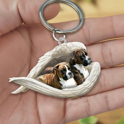 Brindle Boxer Sleeping Angel Acrylic Keychain Dog Sleeping keychain KO0251