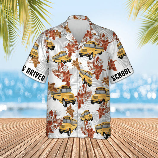 Bus Hawaiian aloha shirt, Summer Gift for Driver Dad, Grandpa HO0516