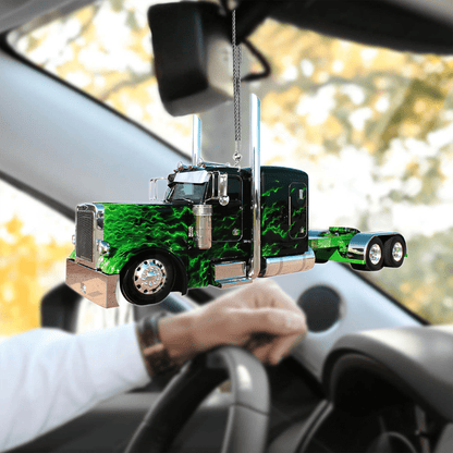 Tendpins Green Fire Truck Car Hanging Ornament Truck Lover Gifts OO0624