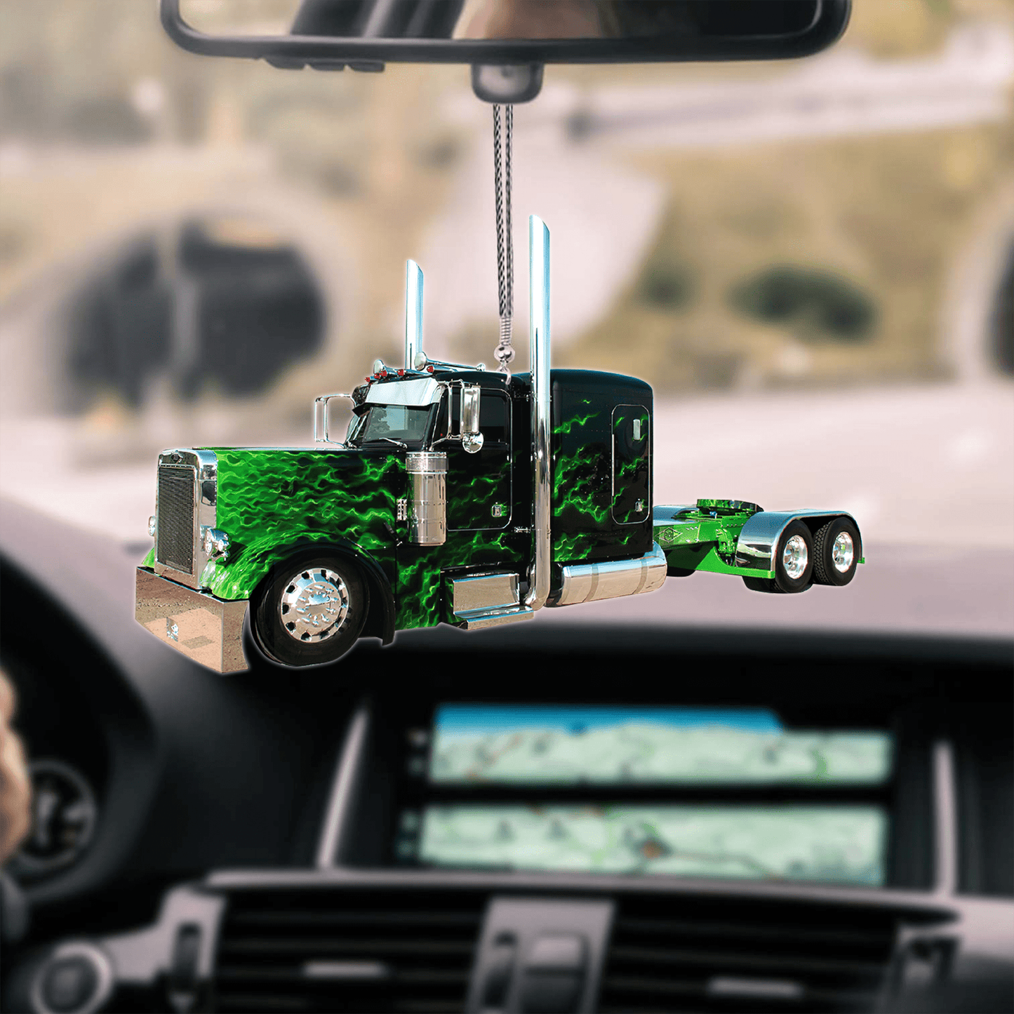 Tendpins Green Fire Truck Car Hanging Ornament Truck Lover Gifts OO0624