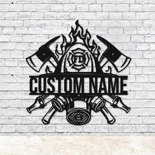 Personalized Fireman Monogram Metal Sign | Custom Firefighter Metal Sign | Hobbie Gifts | Birthday Gift | Job Gift CN0017