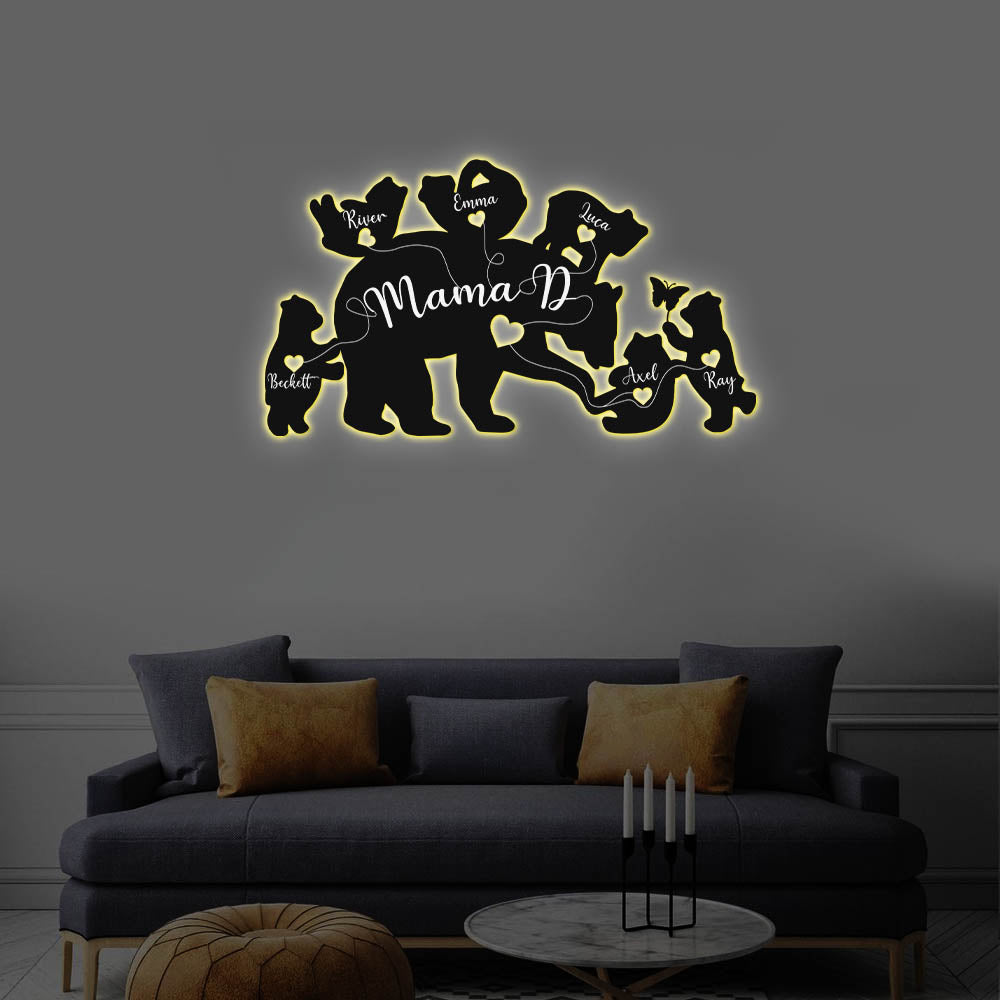 Personalized Mama Bear Metal Wall Decor, Gift For Mother's Day CN0038