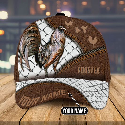 Personalized The Best Rooster Cap Hat With Leather Pattern, Rooster Hats For Chicken Lovers Multicolor CO0478