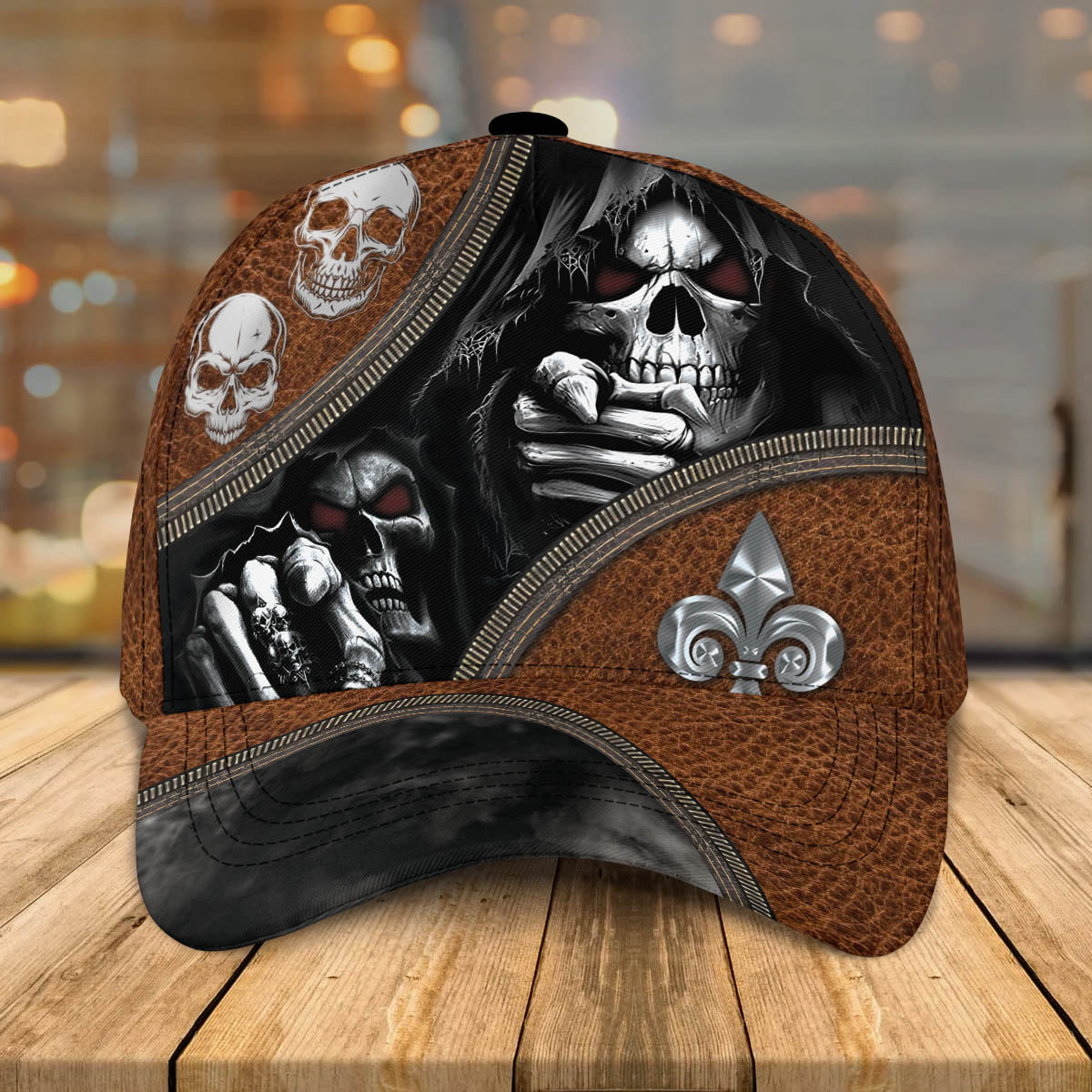 3D All Over Print The Death Classic Cap Hat Skull Baseball Cap Hat With Leather Pattern CO0663