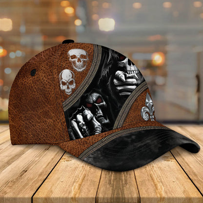 3D All Over Print The Death Classic Cap Hat Skull Baseball Cap Hat With Leather Pattern CO0663