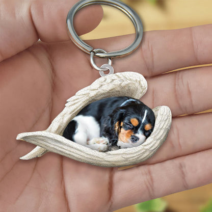 Cavalier King Charles Spaniel Sleeping Angel Acrylic Keychain Dog keychain KO0239