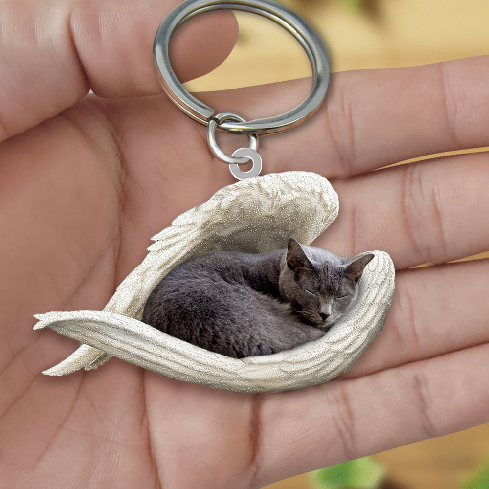 Chartreux Cat Sleeping Angel Acrylic Keychain Cat Sleeping keychain KO0254