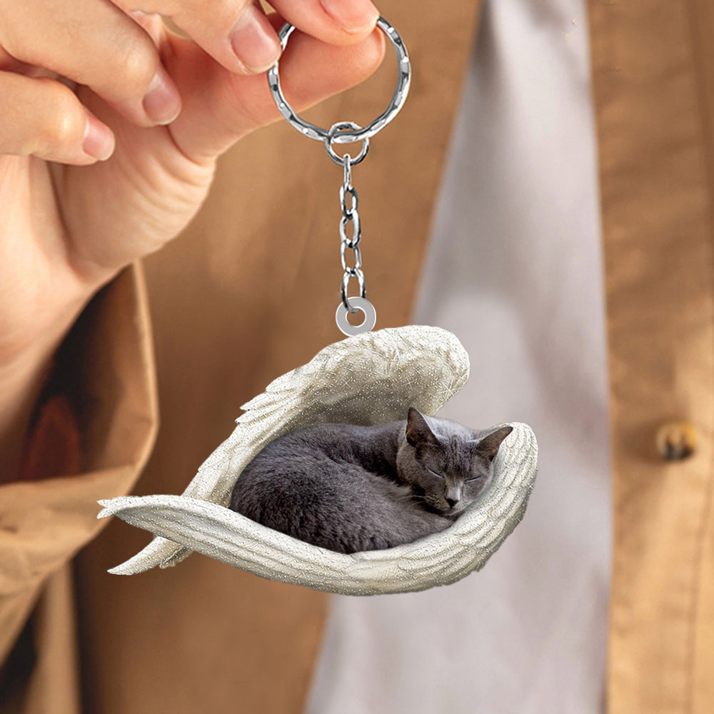 Chartreux Cat Sleeping Angel Acrylic Keychain Cat Sleeping keychain KO0254