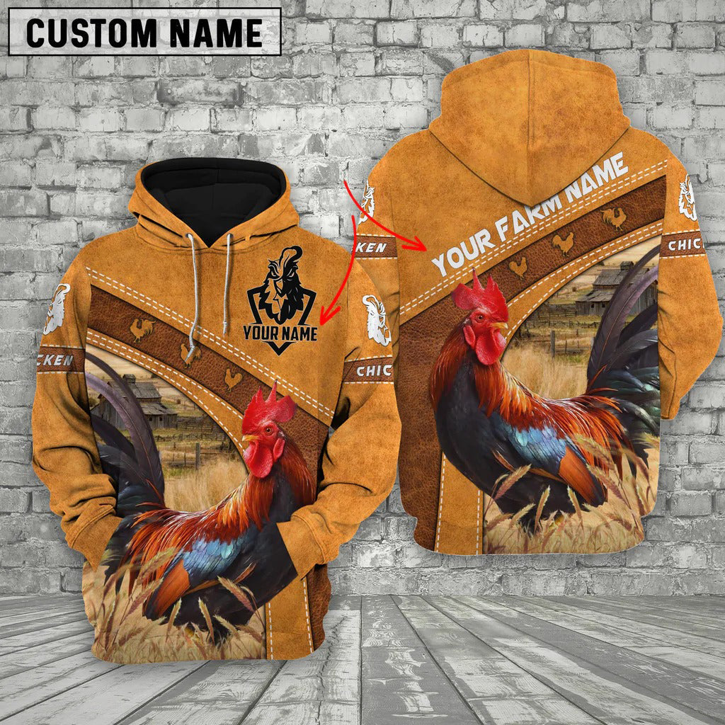 Personalized Chicken Hoodie For Men Women, 3D Print Rooster Farm Hoodie Zip Up Hoodie SO0505