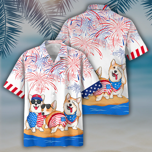 Corgi Hawaiian Shirts - Independence Day Is Coming, USA Patriotic Hawaiian Shirt HO0724