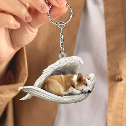 Corgi Sleeping Angel Acrylic Keychain Dog Sleeping keychain KO0237