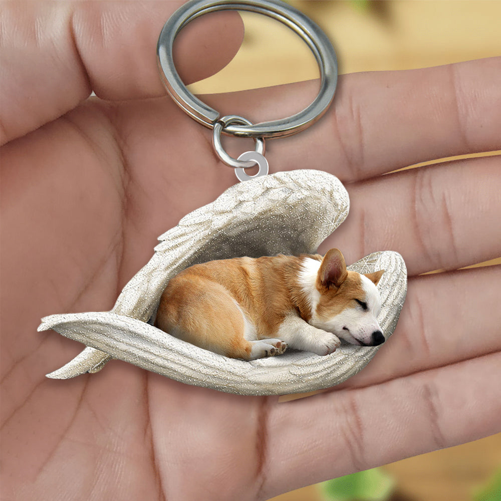 Corgi Sleeping Angel Acrylic Keychain Dog Sleeping keychain KO0237