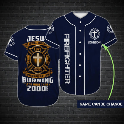 Cross Baseball Jersey - Jesus Original Firefighter Custom Baseball Jersey SO0216