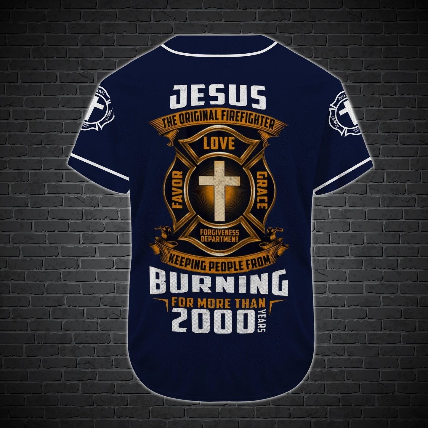 Cross Baseball Jersey - Jesus Original Firefighter Custom Baseball Jersey SO0216