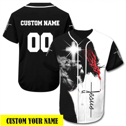 Personalized Cross, Lion Baseball Jersey - Custom Printed 3D Baseball Jersey Shirt For Men and Women SO0219