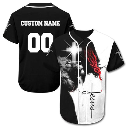 Personalized Cross, Lion Baseball Jersey - Custom Printed 3D Baseball Jersey Shirt For Men and Women SO0219