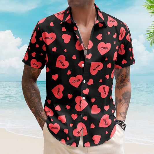 Custom Heart With Name Vintage Aloha Valentine's Day Gift - Custom Hawaiian Shirts HA0069