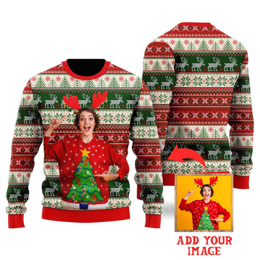 Custom Photo On Vintage Tacky Custom Christmas Sweaters For Men & Women SO1132