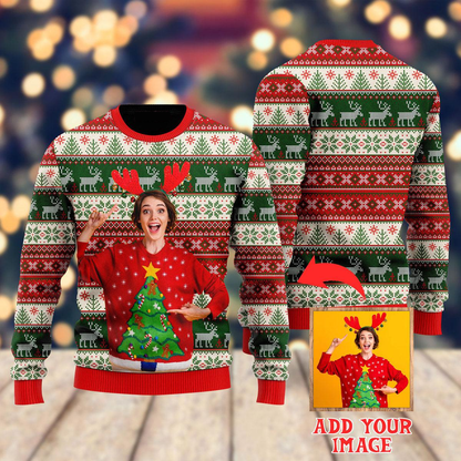 Custom Photo On Vintage Tacky Custom Christmas Sweaters For Men & Women SO1132